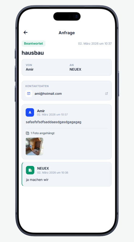 Anfrage-Verlauf mit Antwort