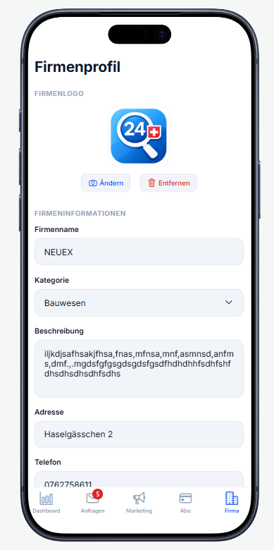 Firmenprofil bearbeiten