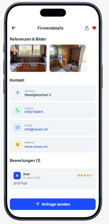 Bewertungen und Kontakt