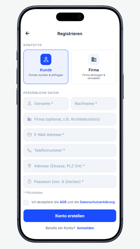 Als Kunde registrieren